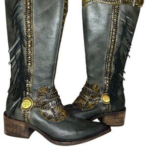 Donald J Pliner + Lisa Rare Gitta Fringe Western Boots SZ 7.5